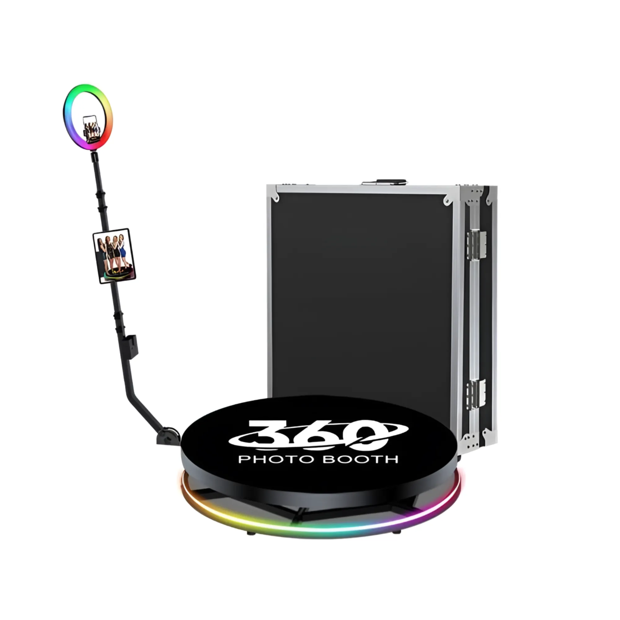 100 cm 360-Degree Photo Booth RGB - Slow Motion Rotating Selfie Platform