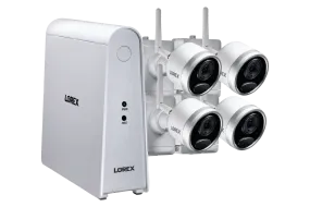 1080p Wire Free Camera System with 4 Battery Operated Cameras, 65ft Night Vision, Mic and Speaker for Two-Way Audio