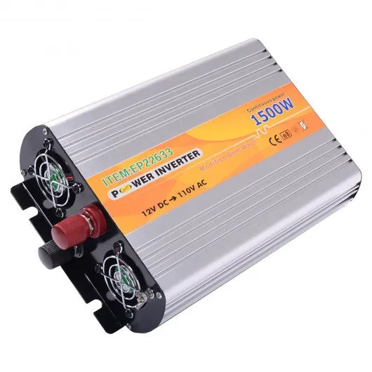 1500W 12V DC TO 110V AC Automotive Power Inverter