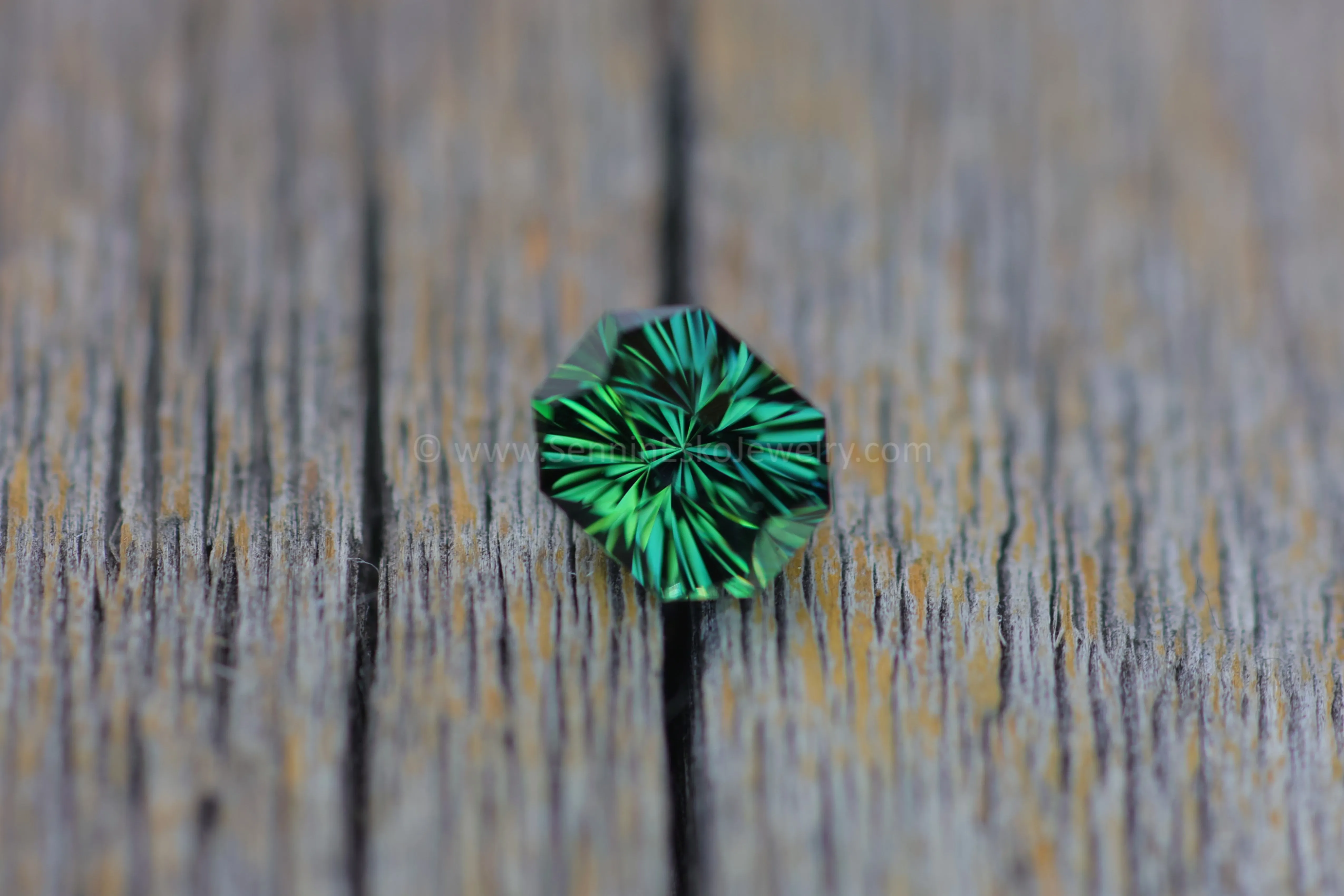 2.2 Carat Green/Blue Sapphire Octagon -  7.6x6.2mm - Galaxy Cut