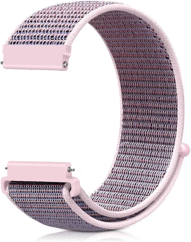 22mm Smartwatch Straps Sport Loop Nylon Band- pink Sand