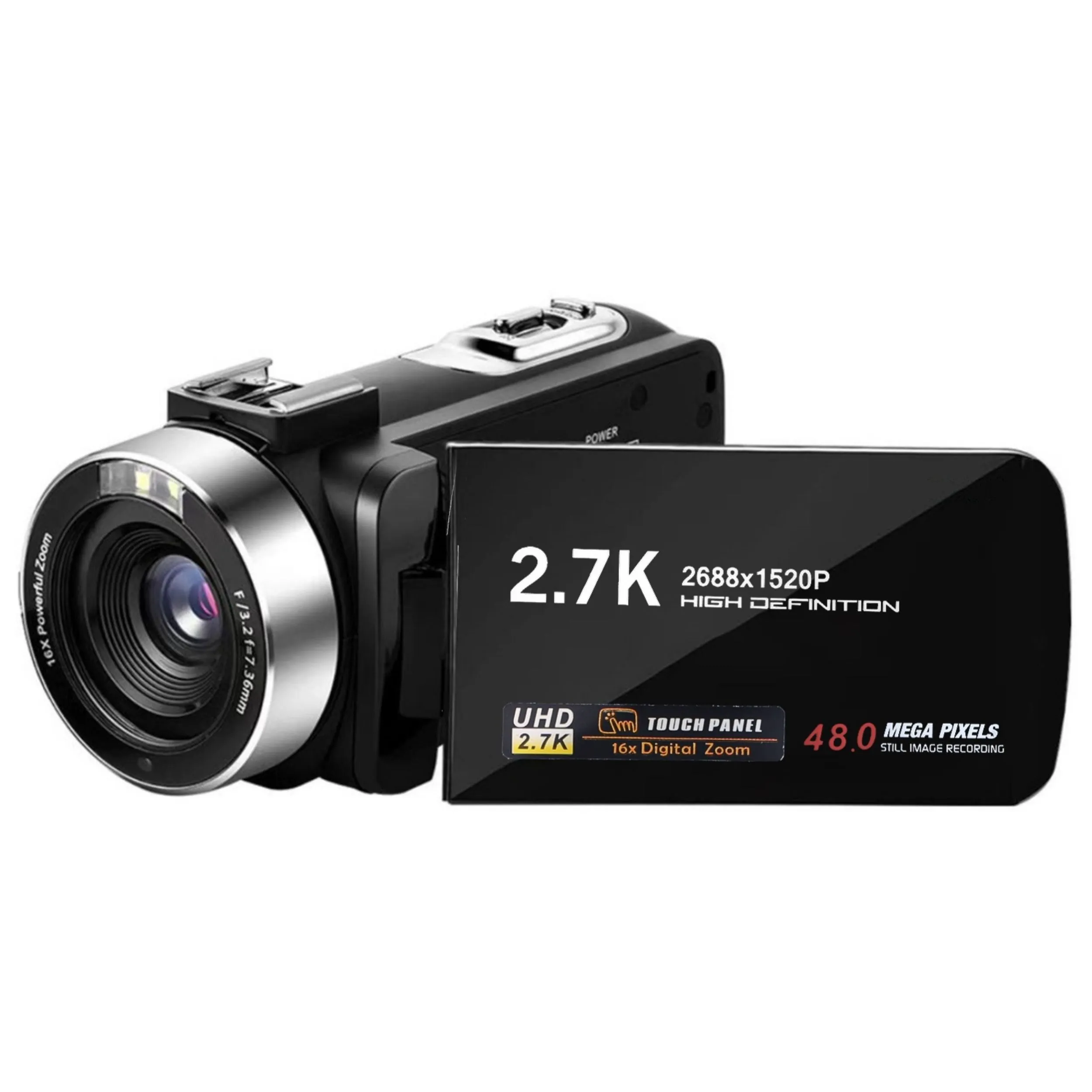 2.7K 42MP Camcorder 18X Zoom Digital Video Camera with 3in 270° Rotating IPS Screen, Fill Light, Remote Control & Rechargeable Battery