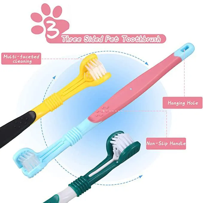 2pcs Super Soft 3 Sided Pet Toothbrush Dog Teeth Brush