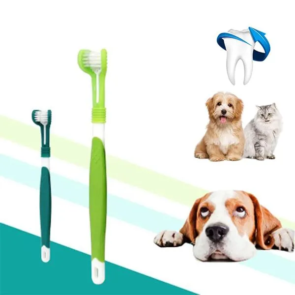 2pcs Super Soft 3 Sided Pet Toothbrush Dog Teeth Brush