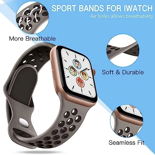 Adorve Compatible with Apple Watch Band 49mm 45mm 44mm 42mm for Women Men, Silicone Sport bands for iWatch Ultra 2 SE Series 9 8 7 6 5 4 3 2 1,White Black/DarkBlue Black/Red Black/Anthracite Black,S/M