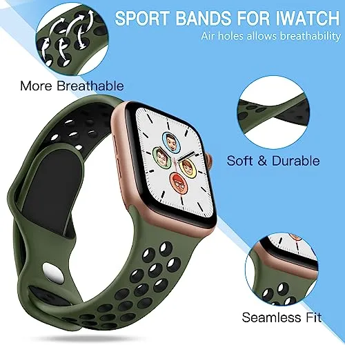 Adorve Compatible with Apple Watch Band 49mm 45mm 44mm 42mm for Women Men, Silicone Sport bands for iWatch Ultra 2 SE Series 9 8 7 6 5 4 3 2 1,White Black/DarkBlue Black/Red Black/Anthracite Black,S/M