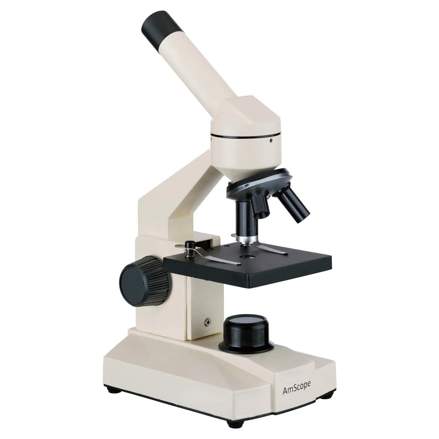 AmScope M100 Series Monocular Head LED Compound Microscope 40X-1000X Magnification With 360-Degree Rotating, USB Camera and Slide Preparation Kit