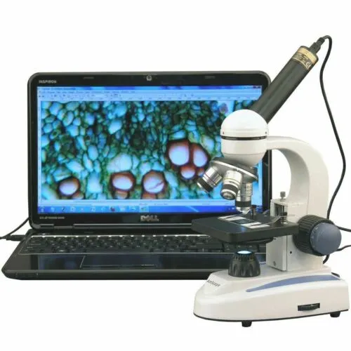 AmScope M158 Series Biology Metal Glass Student Compound Microscope 40X-1000X Magnification with 1MP USB Digital Camera