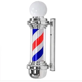 Barber Pole Silver with lamp Silver (Width: 19cm)