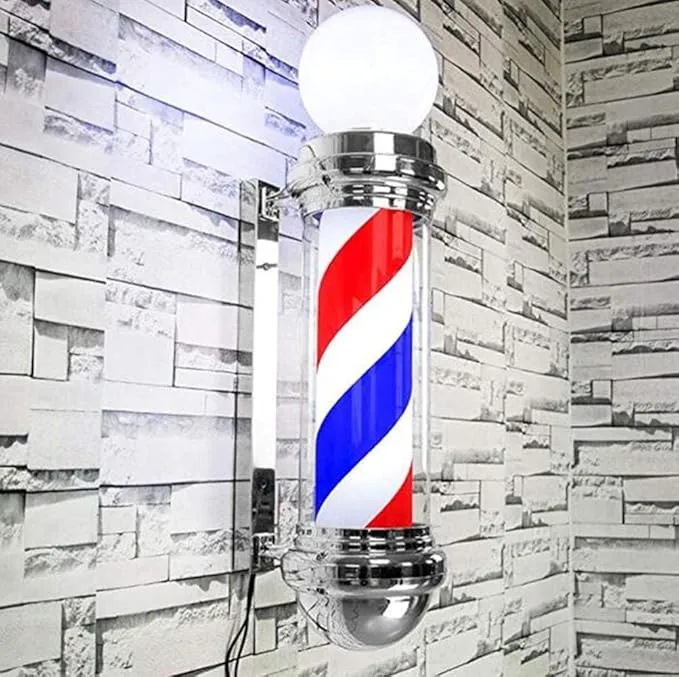 Barber Pole Silver with lamp Silver (Width: 19cm)