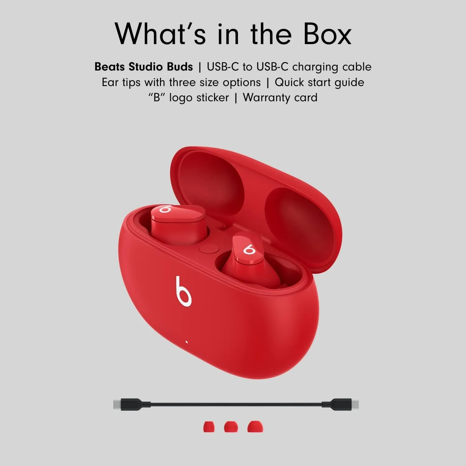 Beats Studio Buds True Wireless Noise Cancelling Earbuds - Red | Sweat Resistant (IPX4) | Apple & Android Compatible | Class 1 Bluetooth | Built-In Mic