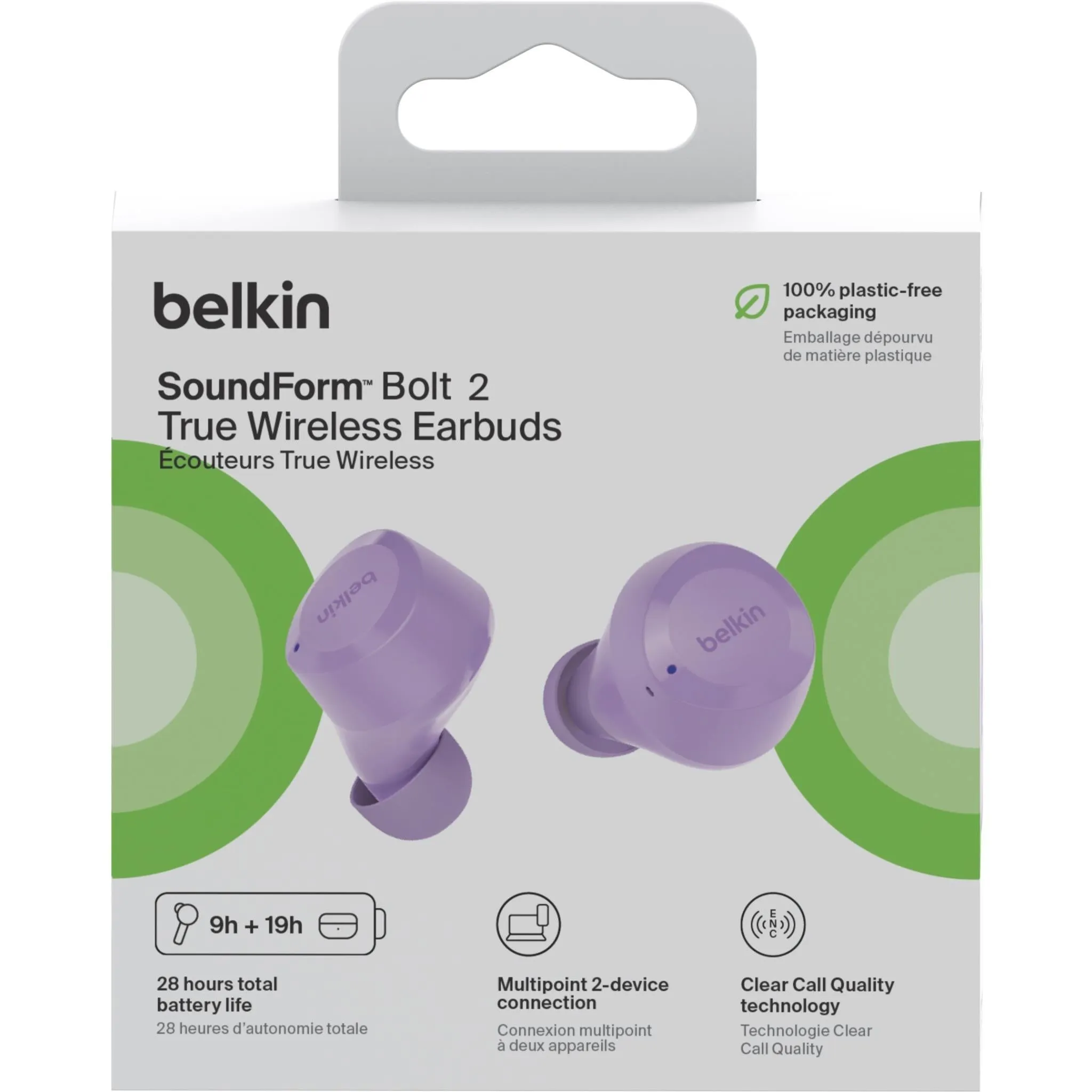 Belkin SoundForm Bolt 2 True Wireless In-Ear Headphones (Lavender)