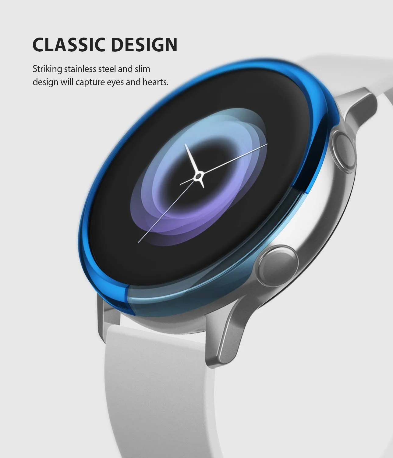 Bezel Styling Cover for Galaxy Watch Active (2019) - Glossy Blue [Stainless Steel]