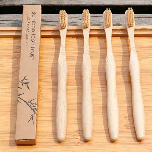 Biodegradable Natural Bamboo Wave Brush Soft Toothbrush