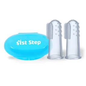 Blue Silicone Finger Brush Pack Of 2 With Carry Case