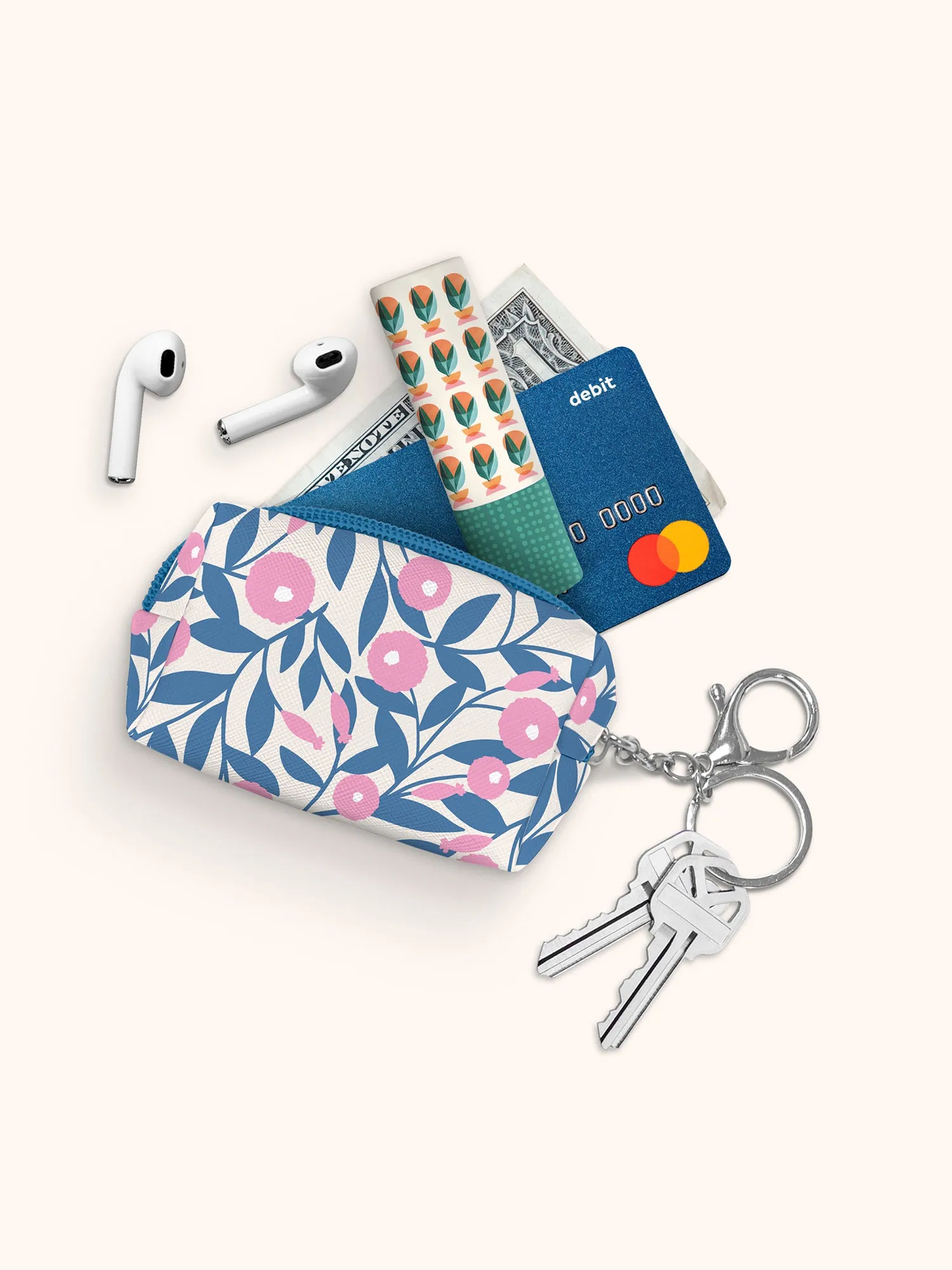 Blushing Dahlias Key Chain Pouch