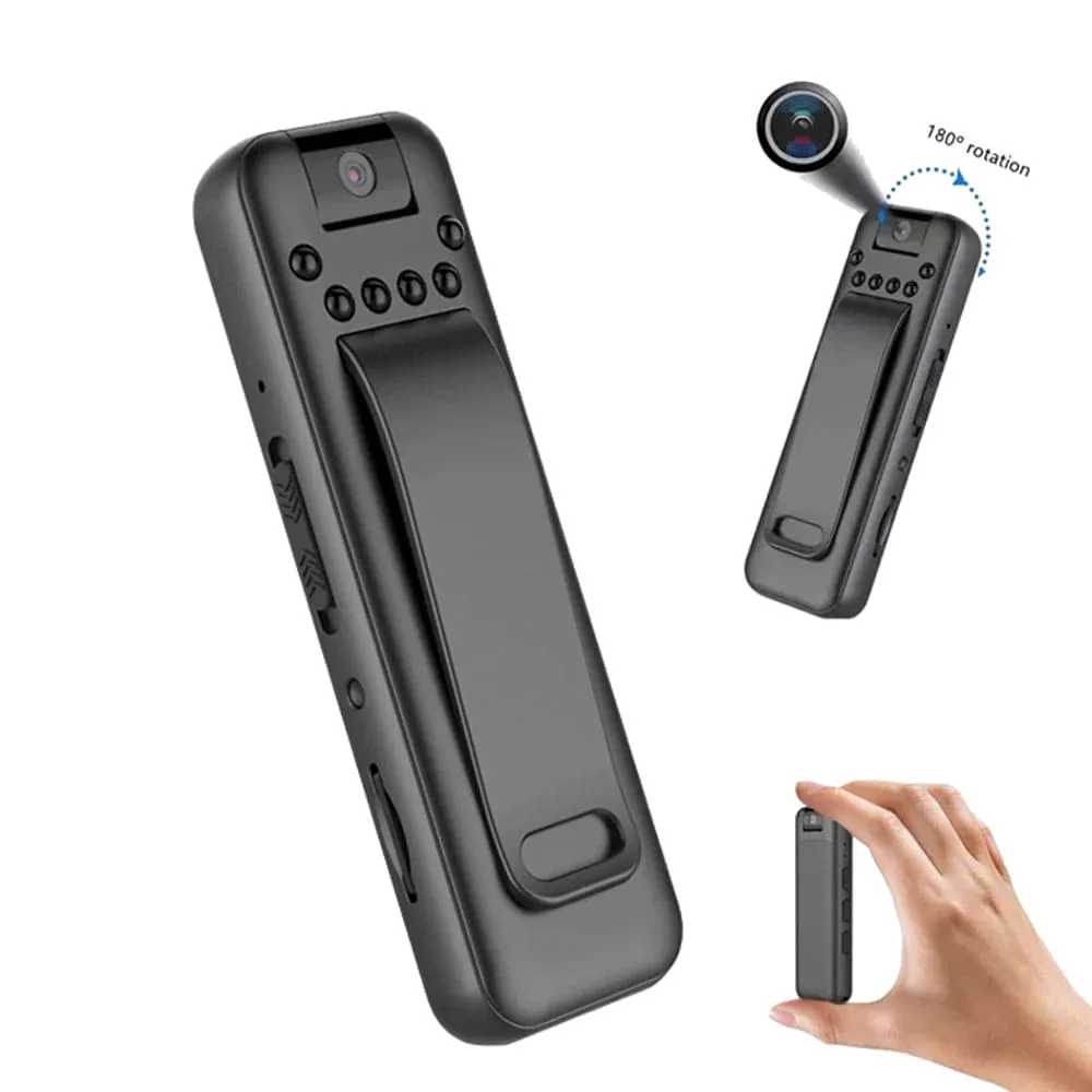 Body Camera with Night Vision and Rotating Lens for HD Video & Audio Recording