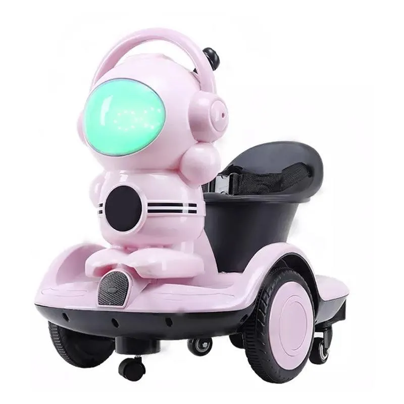 Children's Electric 360-Degree Rotating Spaceship Bug Motorcycle MC-57 PINK