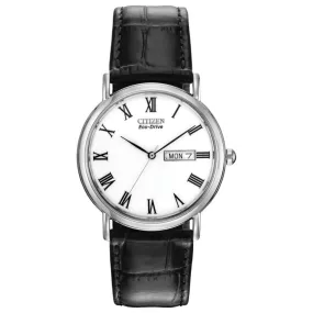 Citizen Gents Black Leather Strap Mens Watch