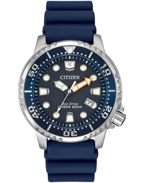 Citizen Mens Eco-Drive Promaster Diver - Blue Dial - Blue Rubber Strap -