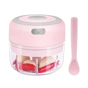 DAHOKO Electric Mini Garlic Chopper [Portable, Wireless, 100ml] Mini Electric Chopper with Spoon, Electric Food Chopper Tool, Mini Chopper for Mashing Onion, Garlic, Chili, Peppers, Nuts(Pink)