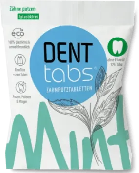 DENTTABS toothpaste tablets stevia-mint or fluoride