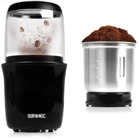 Duronic Electric Coffee Grinder CG250, Coffee Bean Grinder Machine, Stainless Steel Blades Grinders, Fast Dry Mini Removable Grinding Mill Pot for Coffee Beans, Nuts, Seeds, Spices, Flax - Black