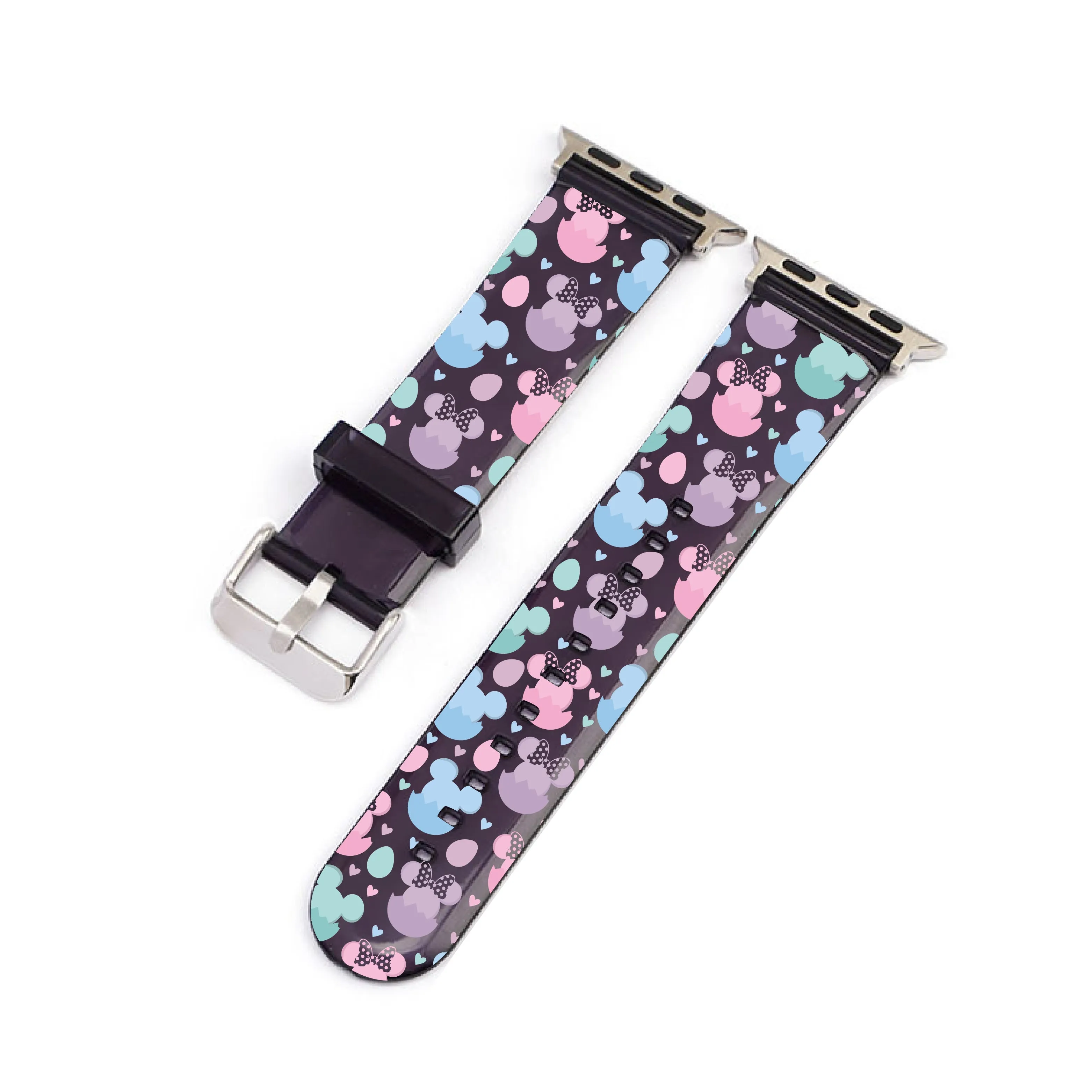 Easter Pastel Mickey & Minnie Black Smartwatch Strap