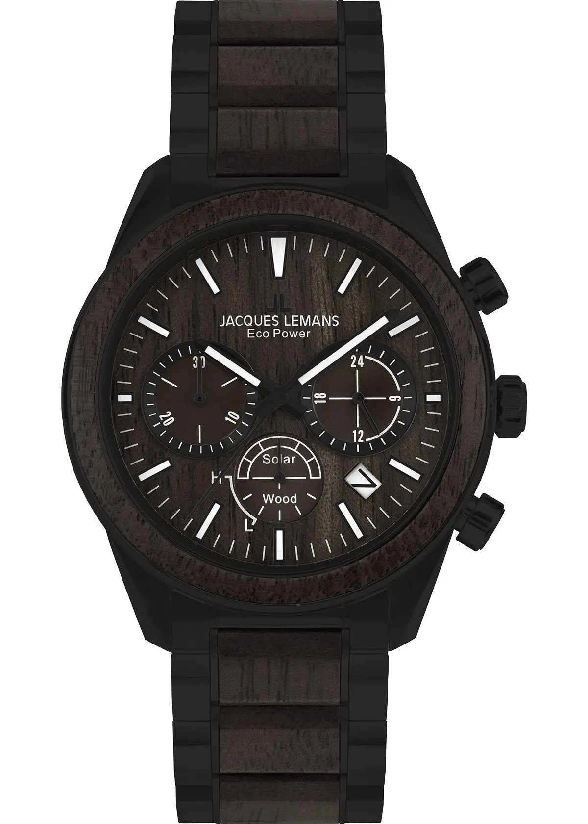 Eco Power Solar Wood Chronograph Black Men's Bracelet Watch