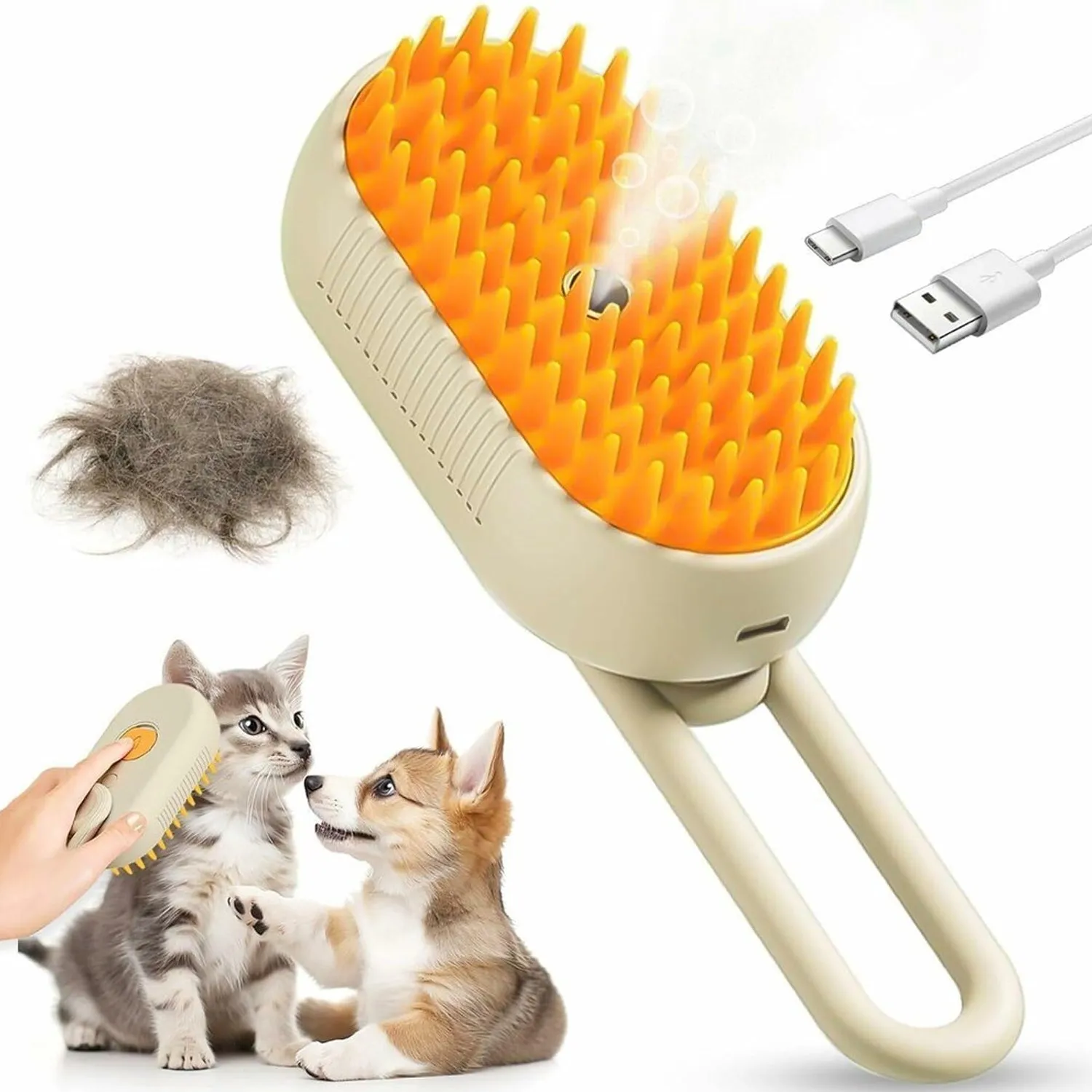 Electric Spray Handle Massage Brush, Hair Removal Brush Steam (1 Pc)