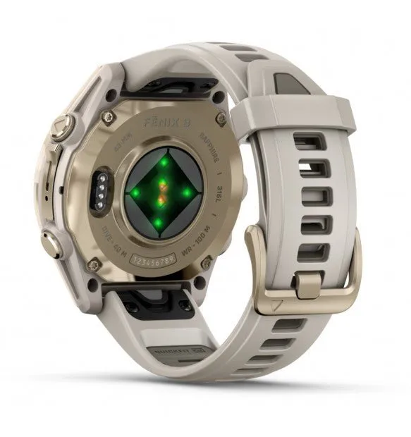 fēnix® 8 - 43 mm, AMOLED Sapphire, Titanio, Soft Gold & Fog Gray - 010-02903-11