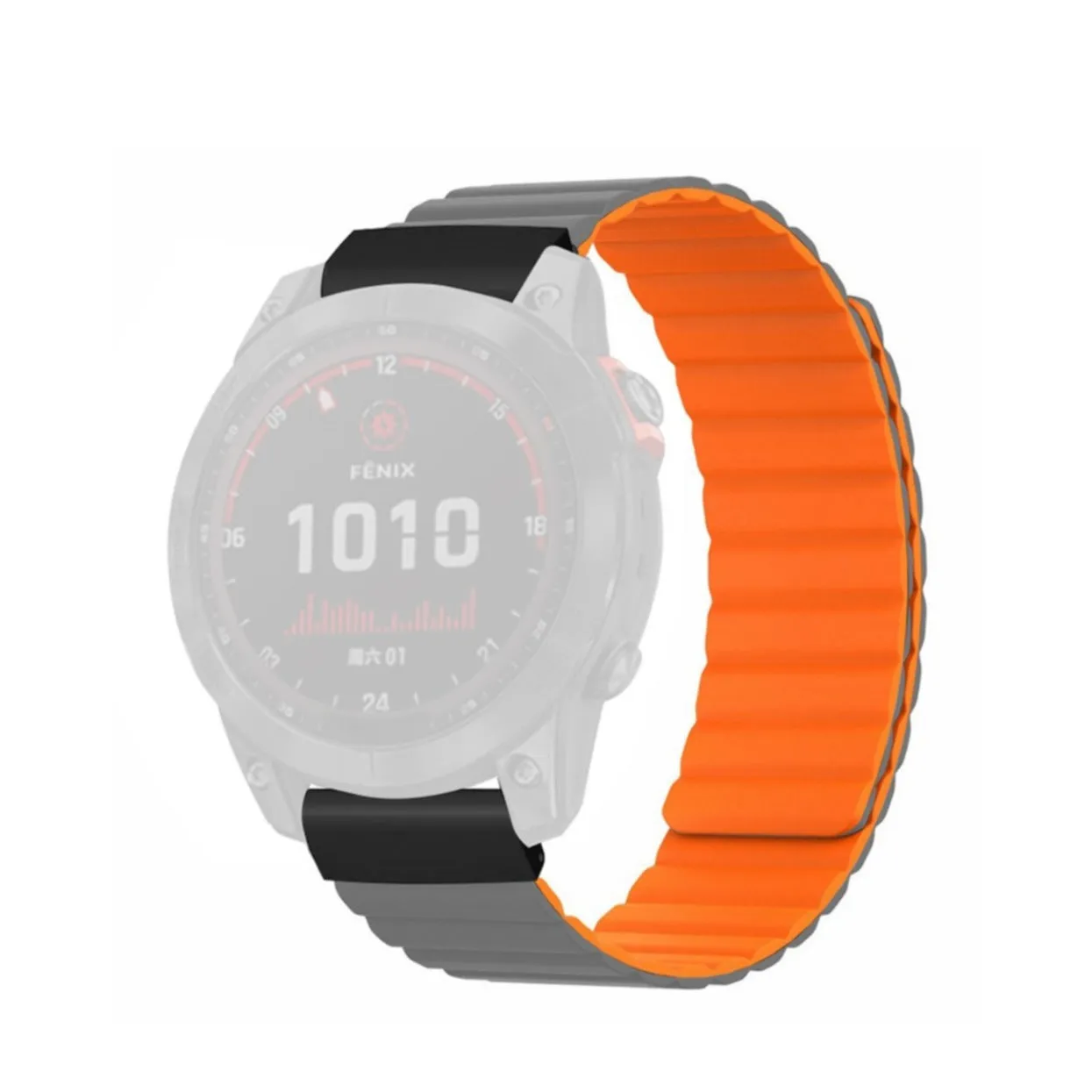 Garmin Descent MK2 Silicone Sport Magnetic Wristband - Gray / Orange