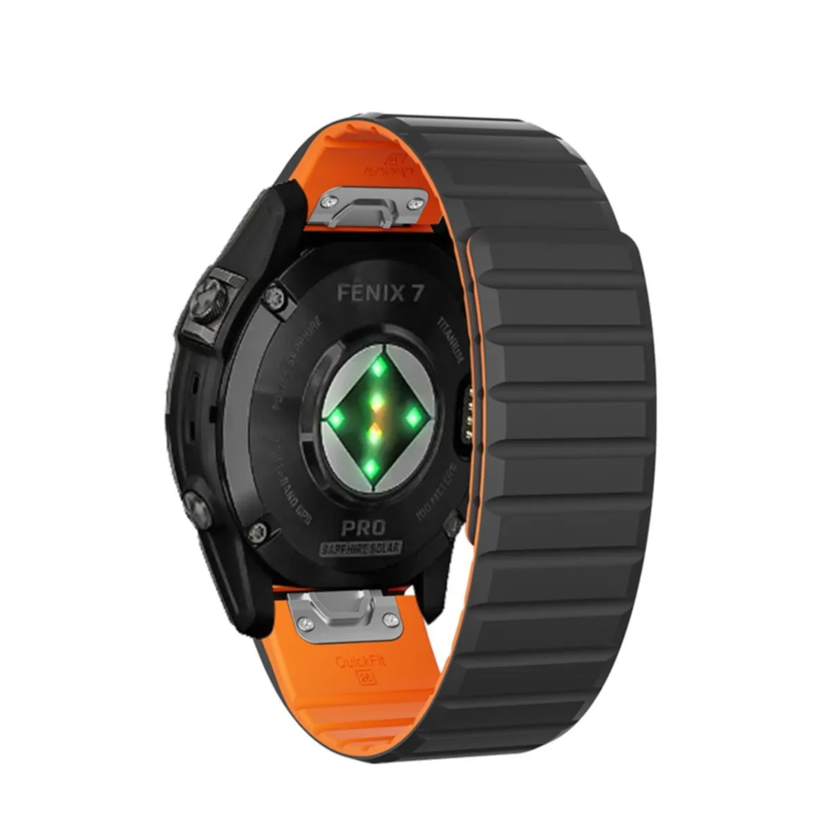 Garmin Fenix 5X Magnetic Silicone Dual Color Bracelet with 26mm quick release (joint circumference: 170-230mm) - Black / Orange