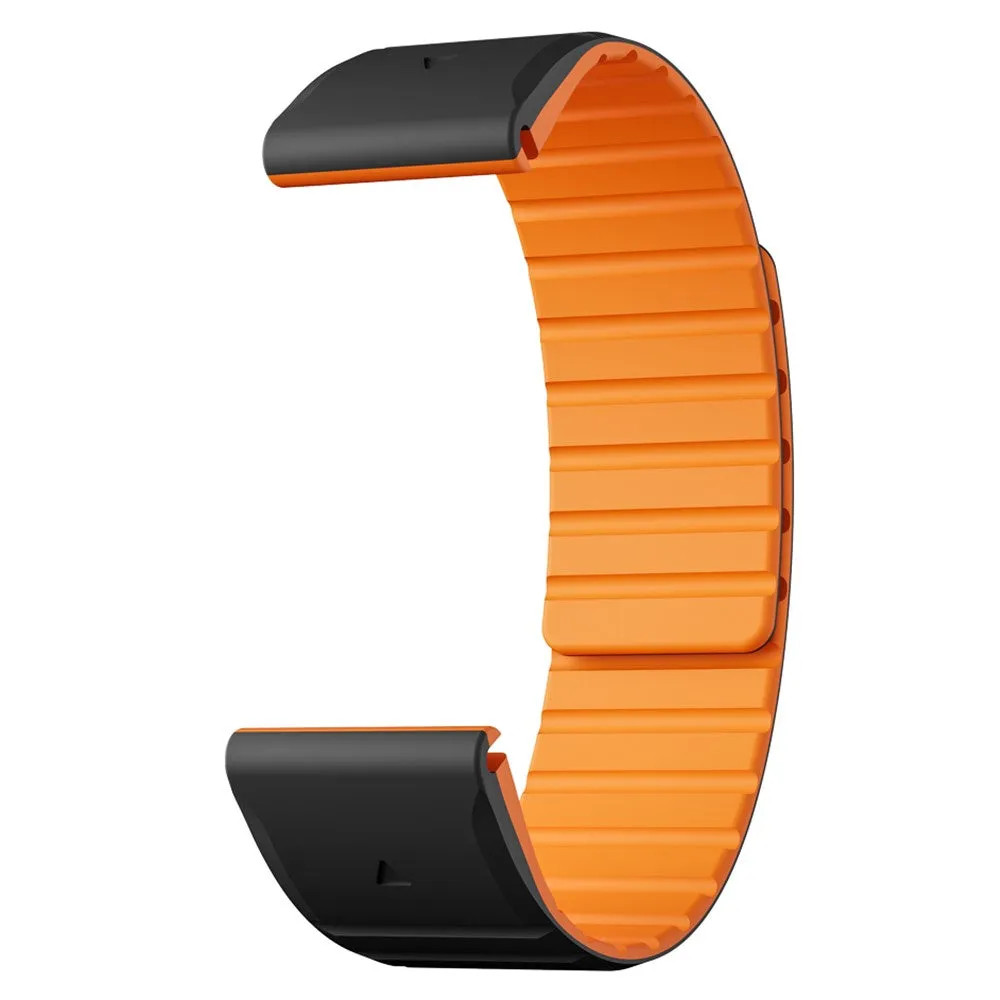 Garmin Fenix 5X Magnetic Silicone Dual Color Bracelet with 26mm quick release (joint circumference: 170-230mm) - Black / Orange