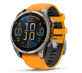 Garmin fenix 8 GPS Watch 47 mm Sapphire Titanium with Spark Orange/Graphite Silicone Band