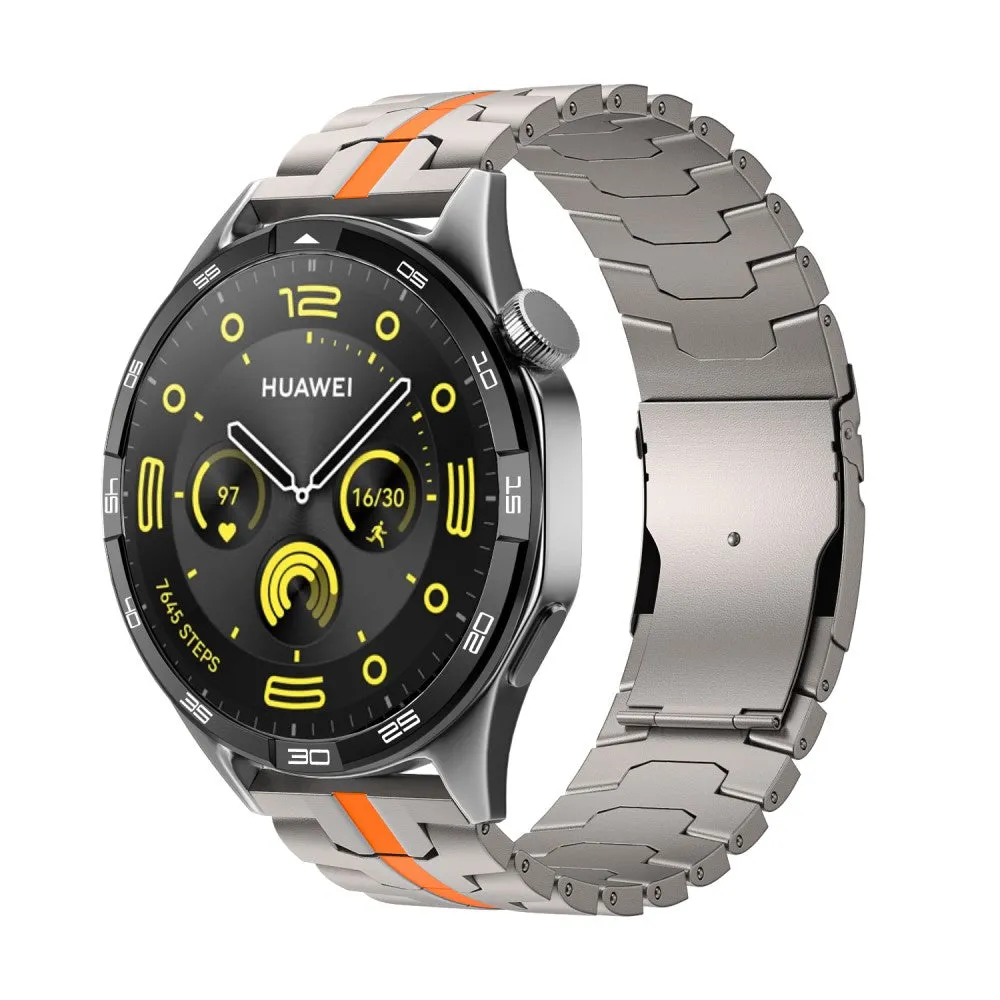 Huawei Watch 4 bracelet made of titanium alloy with tire pattern and butterfly clasp (joint circumference: 220 mm) - Titanium / Orange