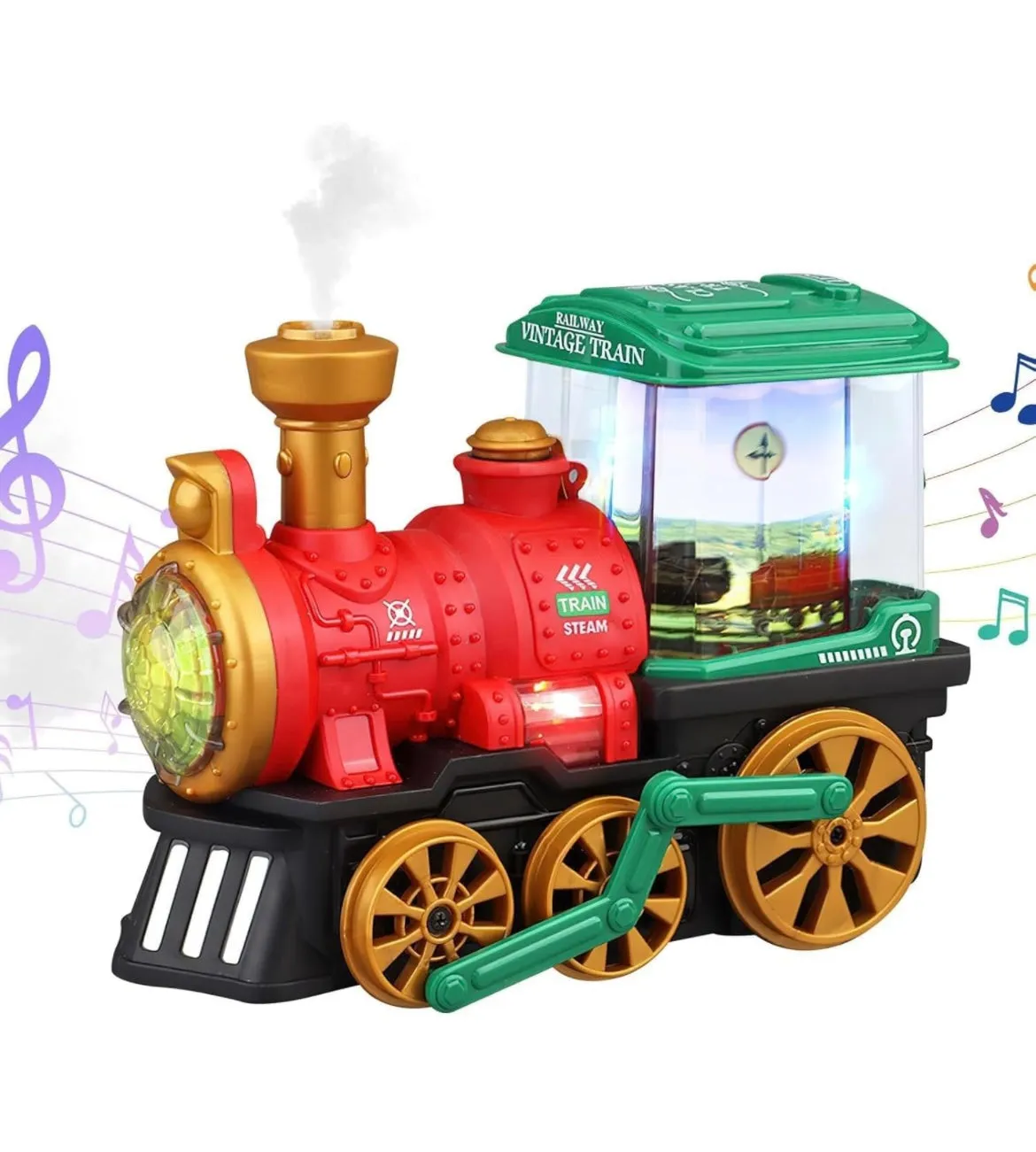 Kids Train Toys Electric Train Toy with Smokes, Light, Sound & Rotating Lamp