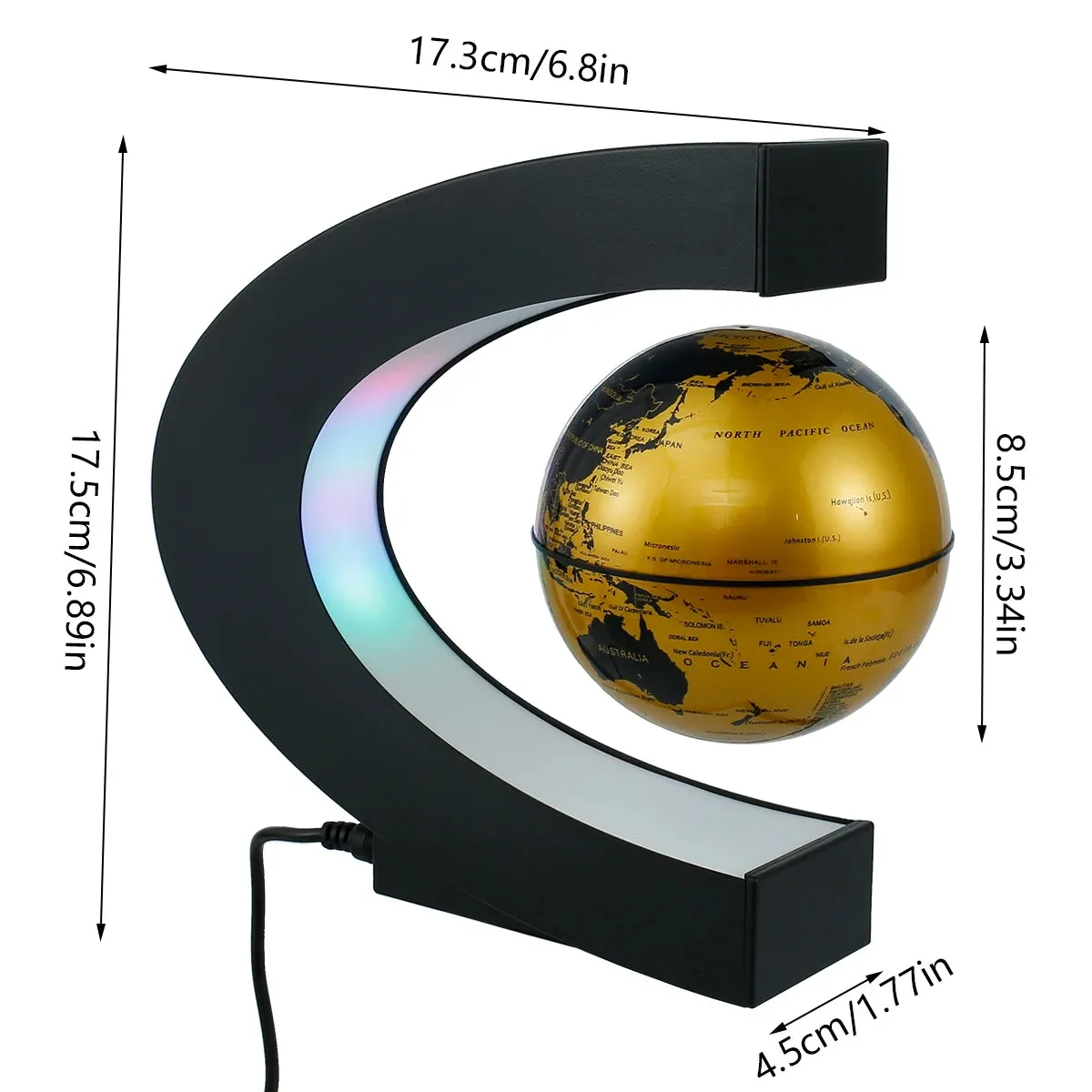 LED Rotating World Map Magnetic Levitation Globe Lamp