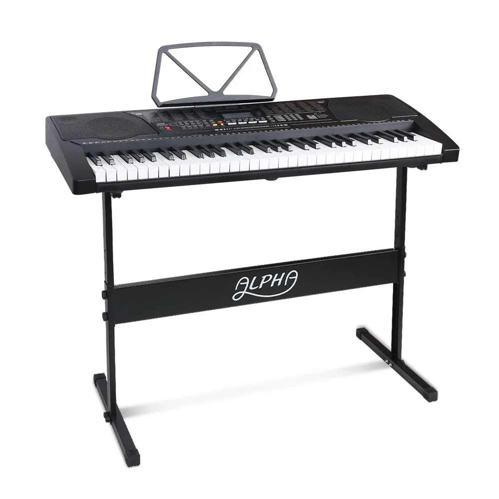 Lighted 61-Key Electronic Piano Keyboard w/ Stand & LCD - Alpha