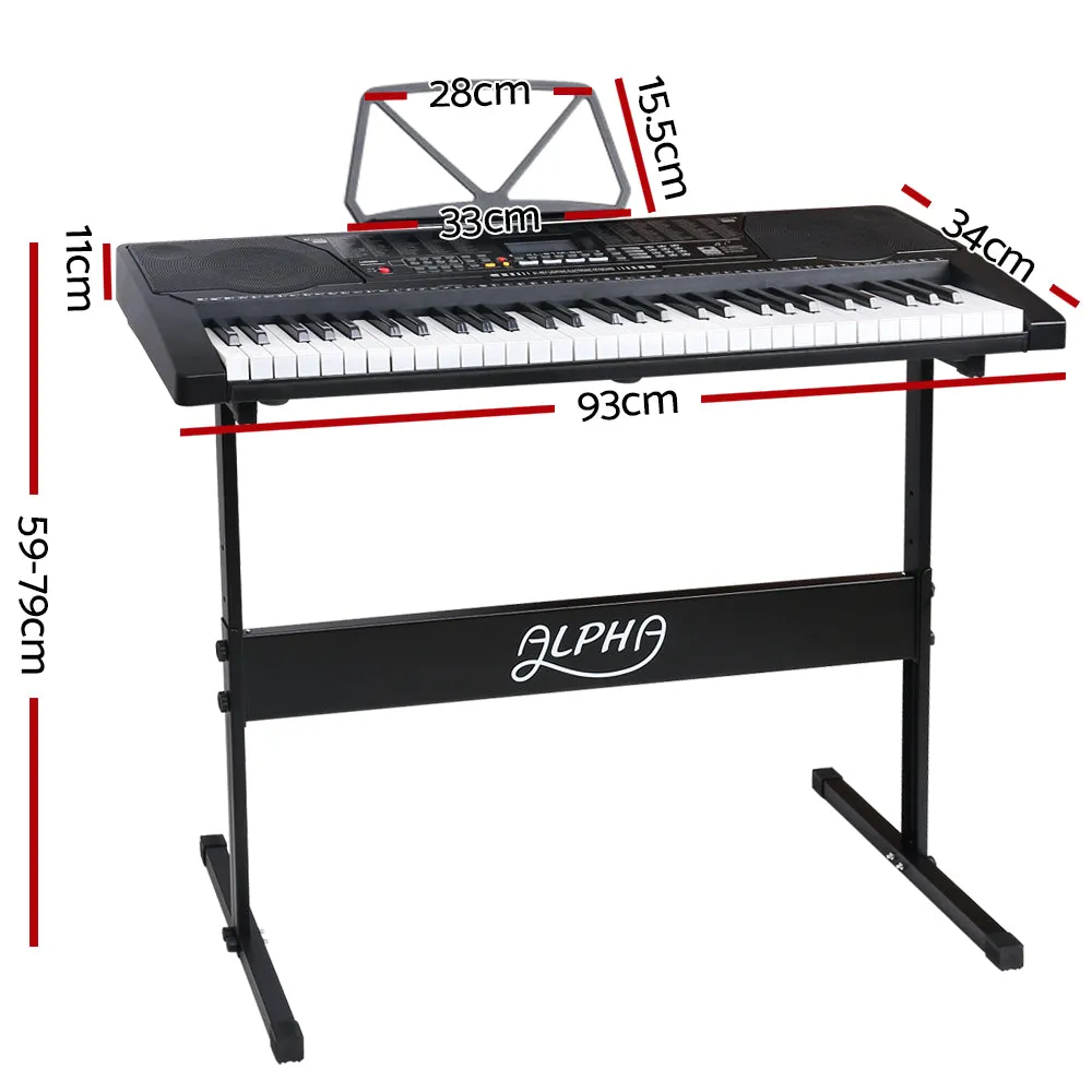 Lighted 61-Key Electronic Piano Keyboard w/ Stand & LCD - Alpha