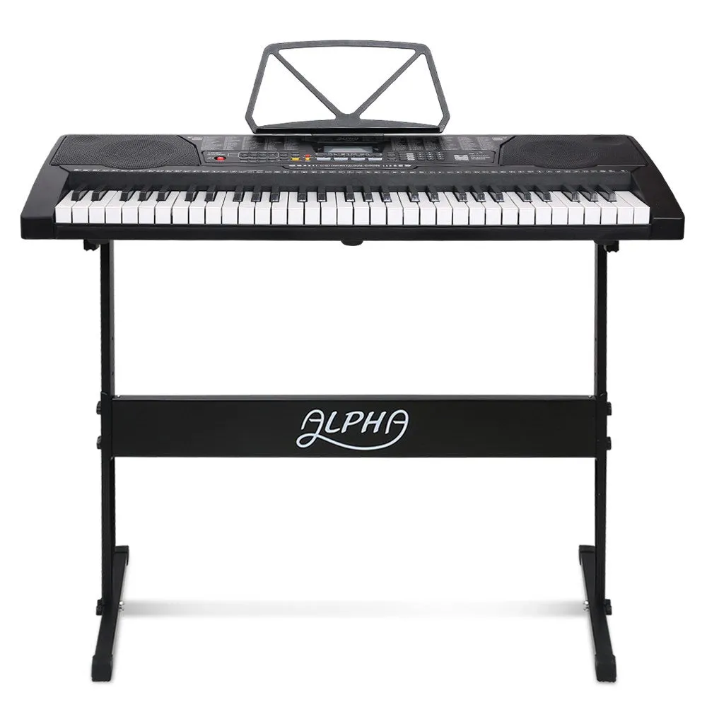 Lighted 61-Key Electronic Piano Keyboard w/ Stand & LCD - Alpha