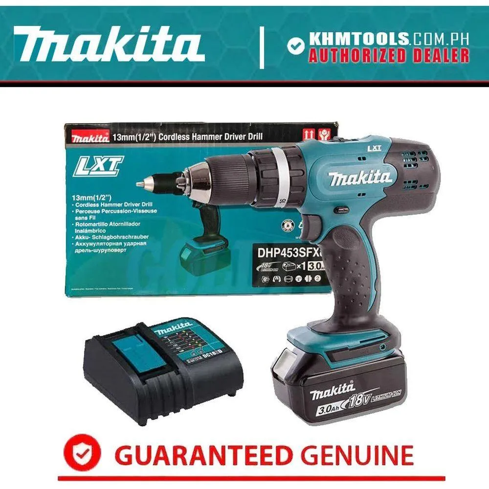 Makita DHP453SFX8 18V Cordless Hammer Drill (LXT-Series)