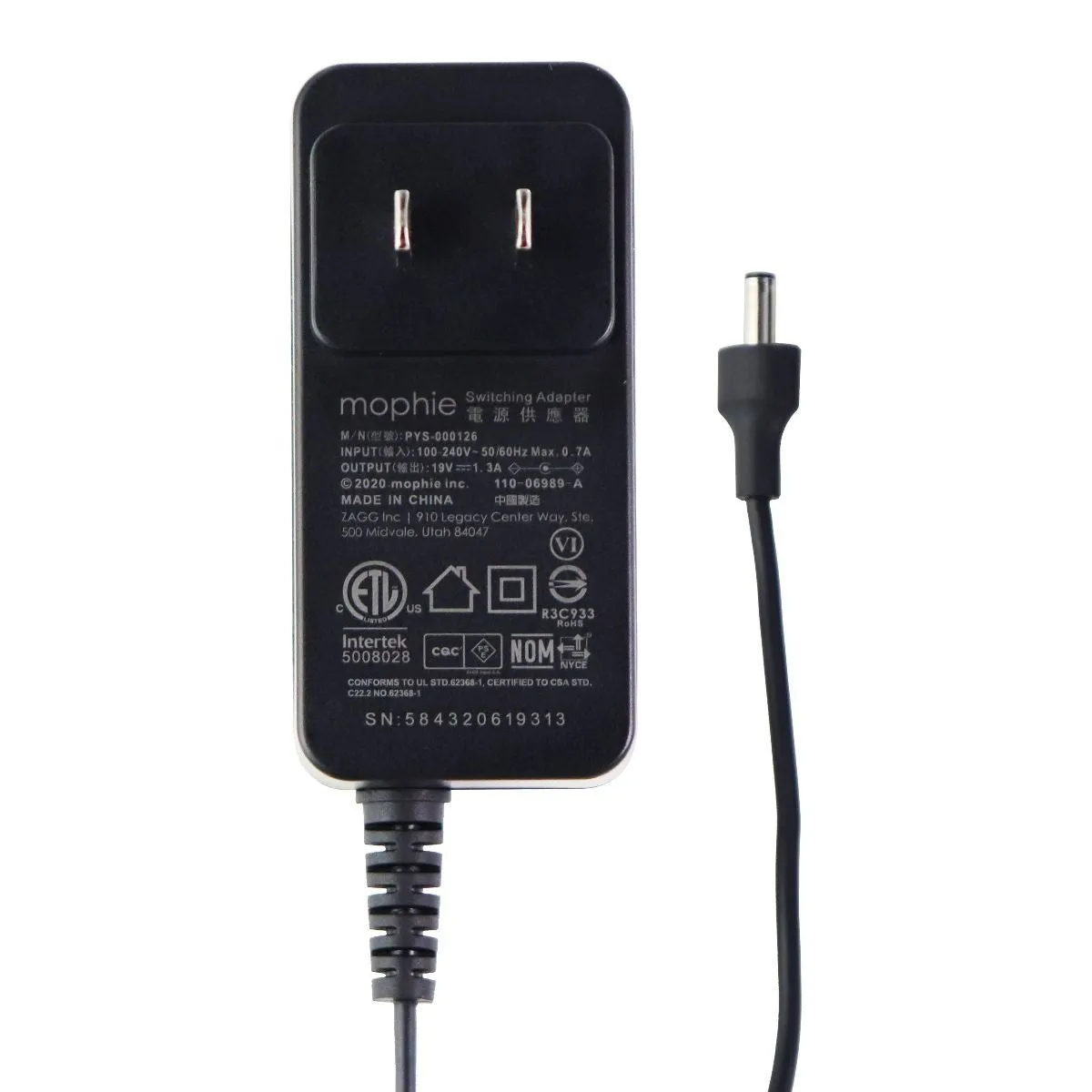 Mophie (19V/1.3A) Switching Adapter Wall Charger Plug - Black (PYS-000126)