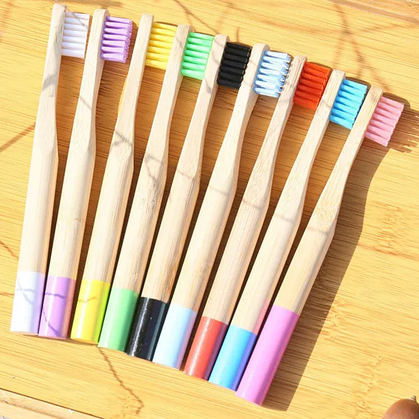 Natural Bamboo Colorful Soft Toothbrush 6 Packs For Kids