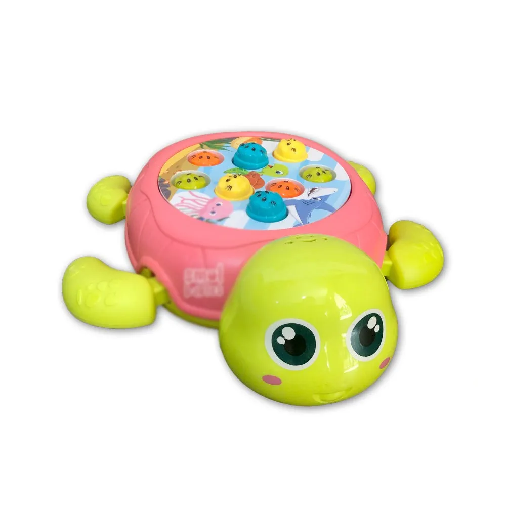 (Net) Electric Fishing Board Game - Educational Magnetic Rotating Tortoise Toy Set for Kids