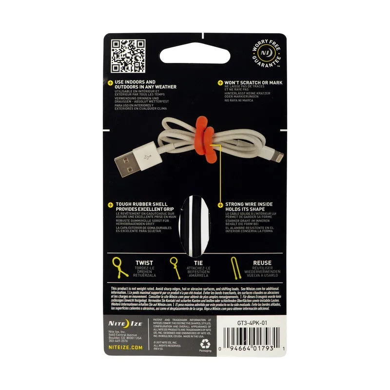 Nite Ize Gear Tie 3 in. L Black Twist Ties 4 pk