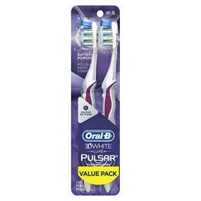 Oral-B Pulsar 3d White Advanced Vivid Soft Toothbrush Twin Pack (Colors May Vary)