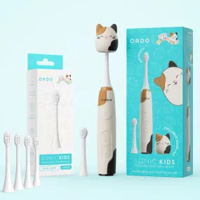 Ordo Sonic Kids Rechargeable Toothbrush & 4x Brush Heads - White - Squishmallows Cam