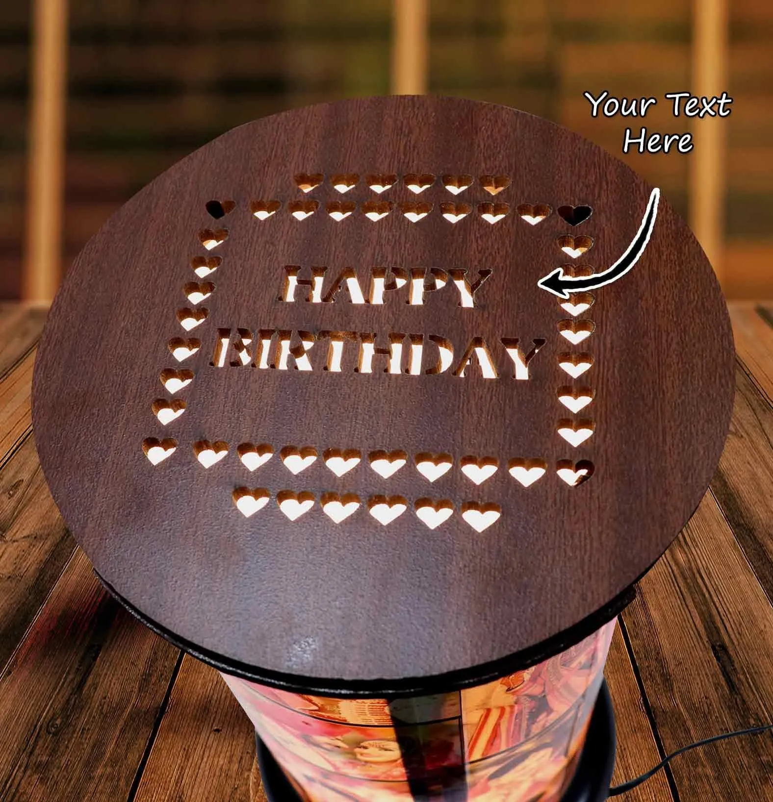 Personalized Wooden Rotating Photo Lamp