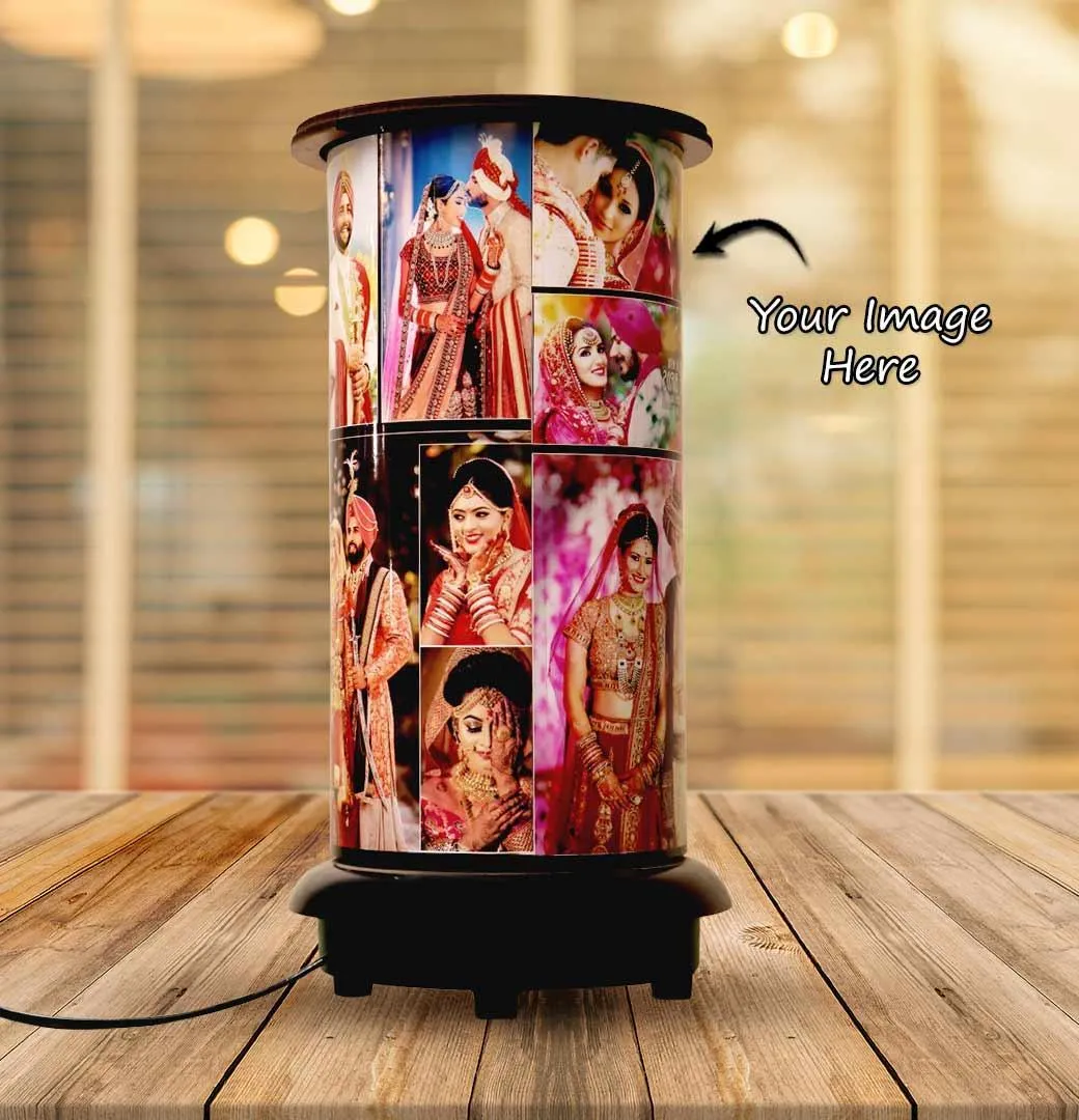 Personalized Wooden Rotating Photo Lamp